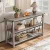119 cm Narrow Farmhouse Console Table with Storage – 3-Tier Wooden Entryway Table, Long Foyer & Hallway Sofa Back Table for Majlis & Living Room - 2 of 4