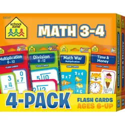 School Zone Publishing Math 3-4 Flash Card, 4-Pack
