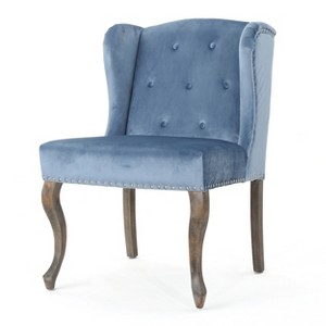 Niclas New Velvet Accent Chair - Icy Blue - Christopher Knight Home, White Blue