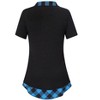 WhizMax Women's Short Sleeve Contrast Collared Shirts Patchwork Work Blouse Tunics Tops - 3 of 4