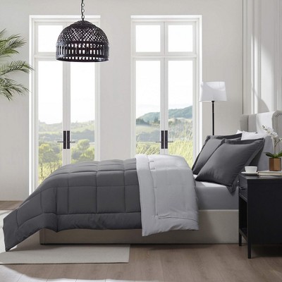 Nestl Bed in a Bag Reversible, 7 Piece Queen Size Bedding Set - Dark Grey/Light Grey — фото 5