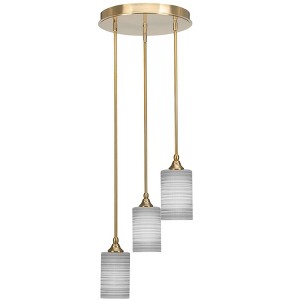 Toltec Lighting Empire 3 - Light Pendant in  New Aged Brass with 4" Gray Matrix Shade - 1 of 1