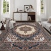 GlasFlength Rug Pads Vintage Bohemia Waterproof Extra Large Area Rugs Non-Slip Rug Pads Washable Rug for Room, Brown, 120"*96"*0.31" - 3 of 4