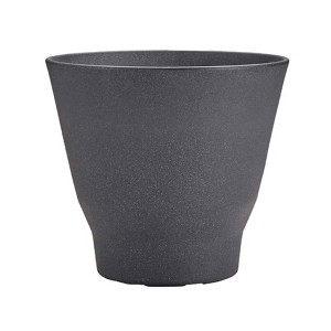 Crescent Garden Step Eco-Friendly Plastic Round Planter Pot Gray 18"x16.7" - 1 of 4
