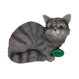 Michael Carr Designs Figurine for Garden and Lawns, Cat Sitting, Tiger Gray - 1 of 1