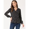 Allegra K Women's Vintage Notched Lapel Long Sleeve Printed Button Down Tops - image 3 of 4