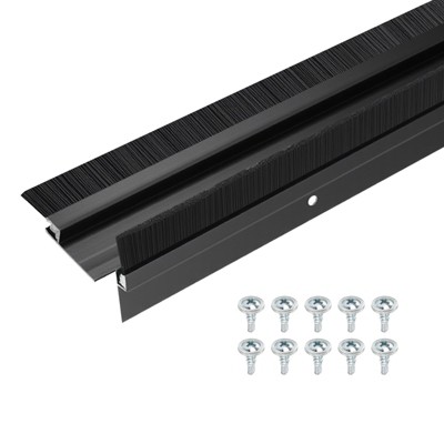 Unique Bargains Aluminum Nylon Door Brush Bottom Sweeps 35.46" x 0.59" Black 2 Pcs