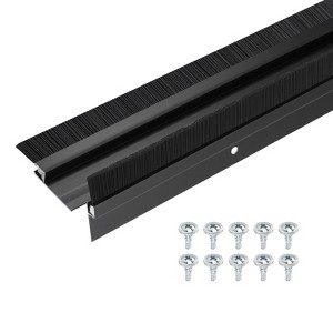 Unique Bargains Aluminum Nylon Door Brush Bottom Sweeps 35.46" x 0.59" Black 2 Pcs - 1 of 4