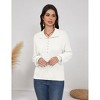 Coolmee Women's Knit Sweater Button Polo Collared Casual Fall Winter Pullover Sweater Tops - 4 of 4