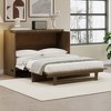 Whisen Farmhouse Style Queen Size Murphy Bed with Charging Station and Large Storage Drawer - Brown - 2 of 4