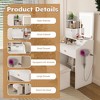 Makeup Vanity Desk with 3-Color LED Mirror & Stool Set, Small Dressing Table for Bedroom with Storage Drawers (White) - 2 of 4