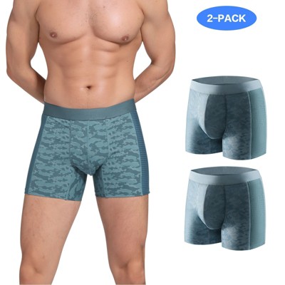 CARER 2pk Washable Incontinence Underwear for Men Leakproof Mens Incontinence Boxer Briefs for Bladder Leakage 80ml Absorbency Reusable Blue 3XL