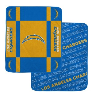 NFL Los Angeles Chargers Reverse Block Wordmark Double Sided Blanket - 1 of 1