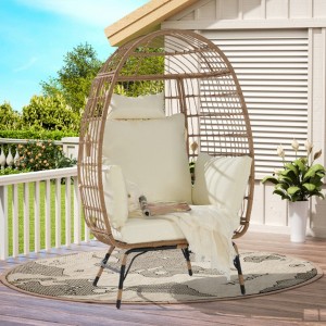Wicker Egg Chair,Rattan Egg Chair Indoor Outdoor,Oversized Large Egg Chairs 600lbs with Cushion and Pillow for Porch, Backyard, Balcony - 1 of 3