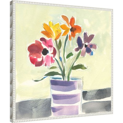 Morning Flowers Vibrant Canvas Art with White Floater Frame