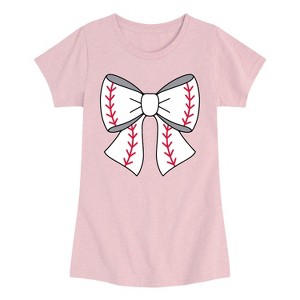 Girls' - Instant Message - Baseball Bow Fitted Short Sleeve Graphic T-Shirt - 1 of 4