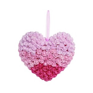 Transpac Foam 25 in. Pink Spring Rose Heart Shaped Wreath - 1 of 3