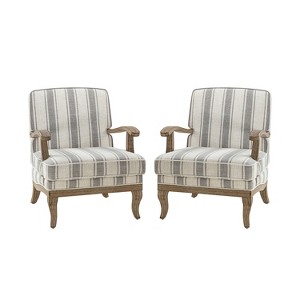 Rinaldo Farmhouse Style Armchair with Romantic Stripes Armchair for Living Room, Lounge, Bedroom Set of 2  | ARTFUL LIVING DESIGN - 1 of 4