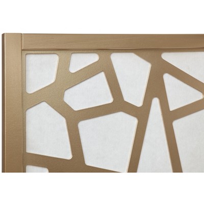 Gold Shoji-Inspired 4-Panel Folding Room Divider with Rice Paper Inlay