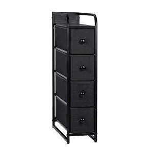 REAHOME 4 Drawer Vertical Steel Frame Storage Organizer Narrow Tower Dresser with Waterproof, Adjustable Feet, and Wall Safety Attachment, Black/Grey - 1 of 4