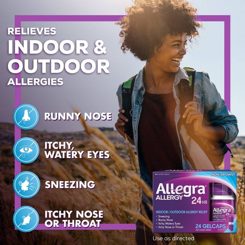 Allegra 24 Hour Allergy Relief Gel caps - Fexofenadine Hydrochloride, 4 of 8