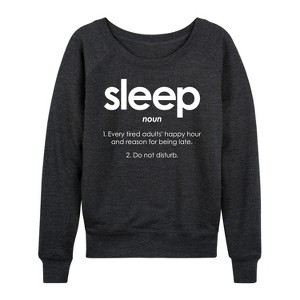 Women's - Instant Message - Sleep Definition Lightweight French Terry Wide Neck Long Sleeve Graphic Shirt - 1 of 4