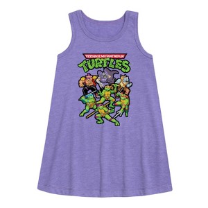 Girls' - Teenage Mutant Ninja Turtles - Pixel Gaming Group Graphic Sleeveless Aline Dress - 1 of 3