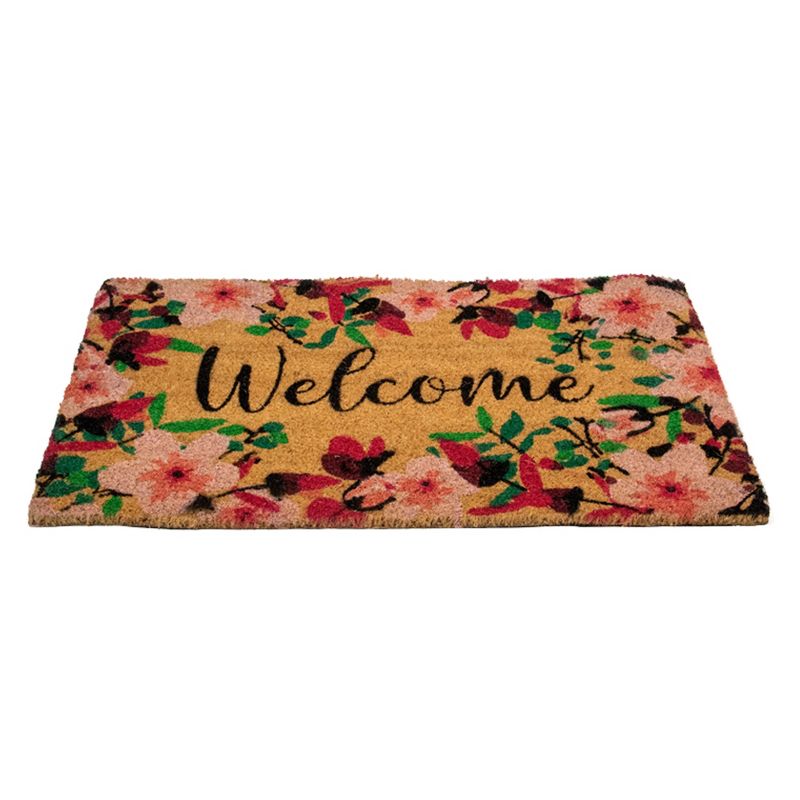 Northlight Natural Coir Blossoming Floral Outdoor Rectangular "Welcome" Doormat 18" x 30", 3 of 6