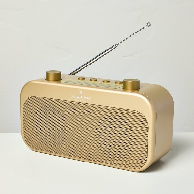 Portable Gold Finish AM/FM Bluetooth Radio with Telescopic Antenna