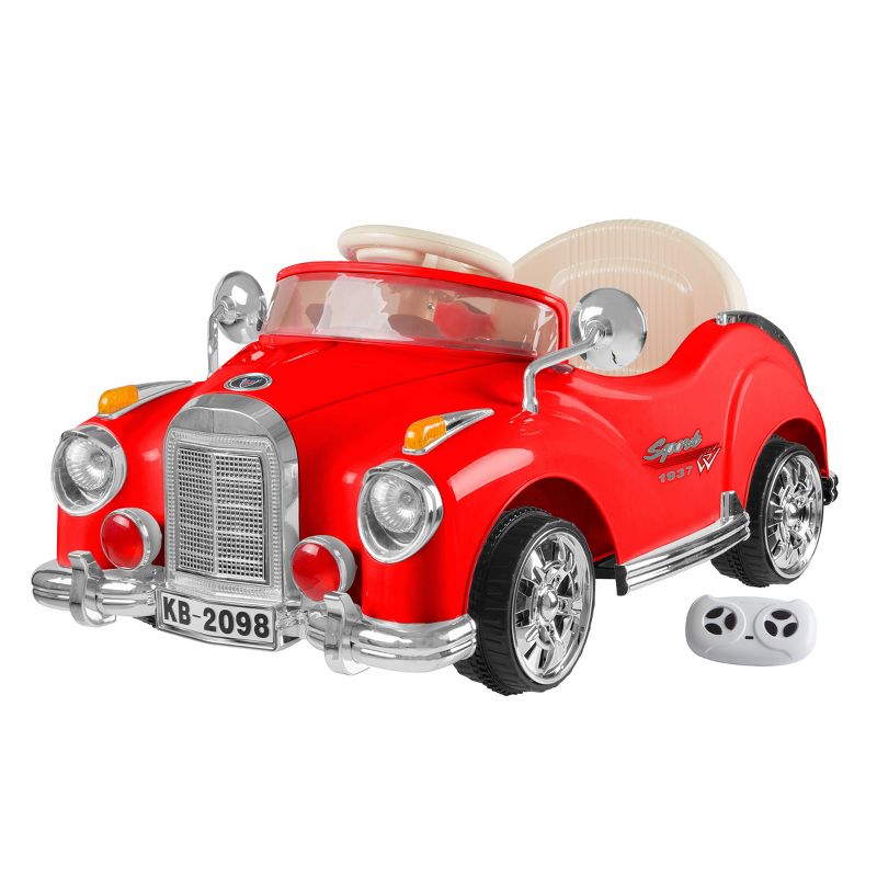 Toy Time Kids' Ride-On Toy - 6V Battery-Operated Classic Coupe Car with Remote Control and AUX Input- Red, 1 of 8