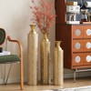 Zeus & Ruta Gold Distressed Metal Floor Vases Set of 3 - 34"/29"/25"H, Decorative Centerpieces with Growing Vine Patterns - 3 of 4