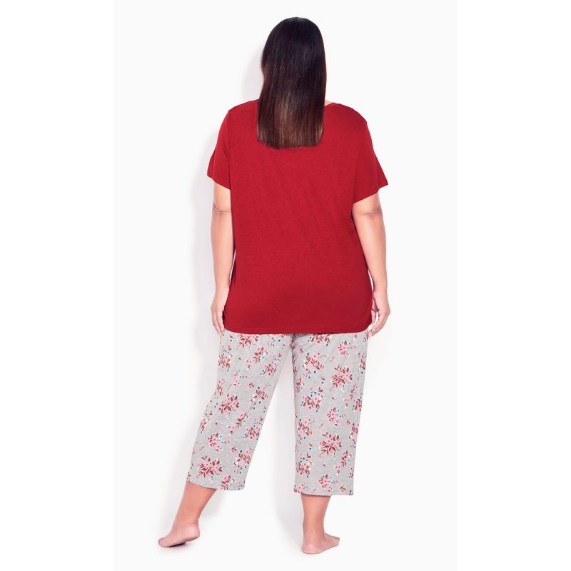 Women's Plus Size Dreams Grow Short Sleeve Sleep Top - red | AVENUE, 4 of 7