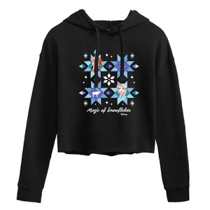 Women's - Frozen 2 - Magic Of Snowflake Christmas Cropped Graphic Hoodie - 1 of 3