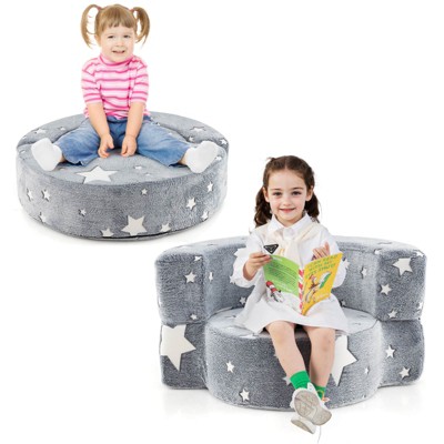 Infans Kids Plush Couch with Machine Washable Flannel Cover Soft Sponge Padding
