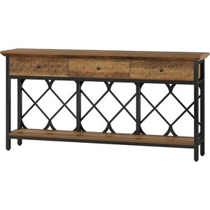 Tribesigns 70.86" Extra Long Console Sofa Table with 3 Drawers, Industrial 2-Tier Narrow Entryway Table for Living Room, Hallway - 1 of 4