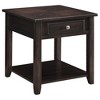 Vynxaria Walnut End Table, 1-Shelf Design with Drawer, 15"W x 24"H - 3 of 4