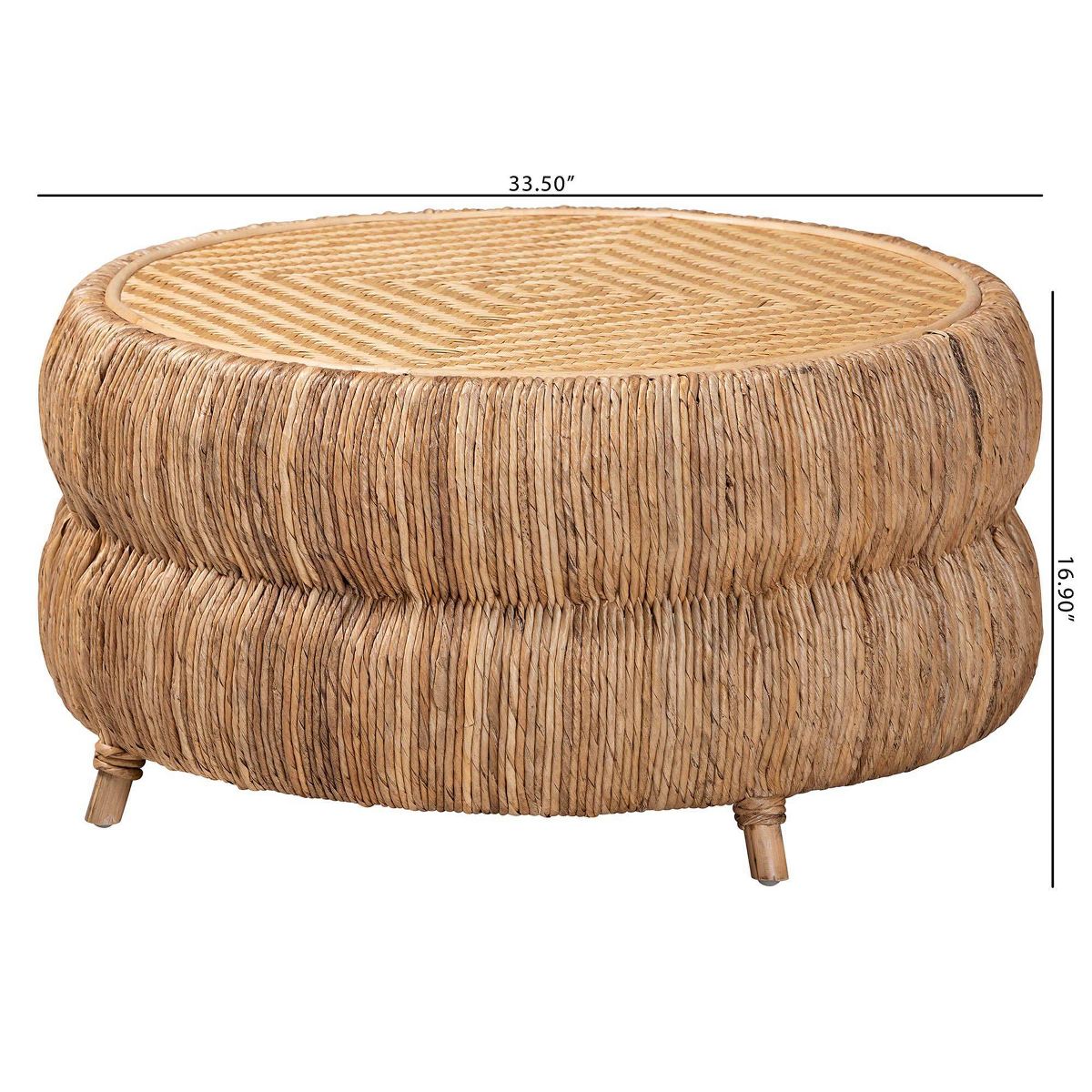 bali & pari Roma Rattan and Seagrass Coffee Table Natural Brown/Brown - thumbnail 5