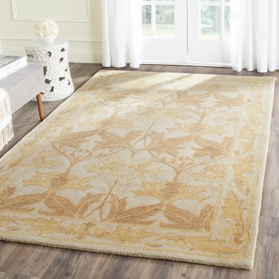 Beige and Gold Handmade Wool Tufted Area Rug
