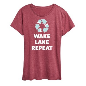 Women's - Instant Message - Wake Lake Repeat Short Sleeve Graphic T-Shirt - 1 of 4