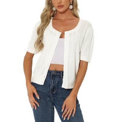 White short outlet sleeve cardigan