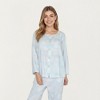 Anna-Kaci Lounge Women's 2-Piece Set Button Front Top with Built-In Chest Pads and Relaxed Pants Pajama Set with Floral Print - 2 of 4