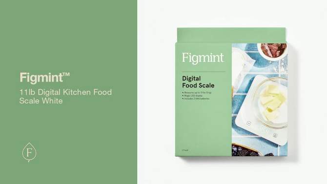 11lb Digital Kitchen Food Scale White - Figmint&#8482;, 2 of 6, play video