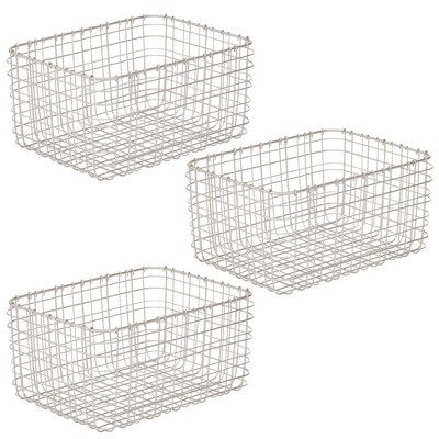 mDesign Metal Bathroom Storage Organizer Bin Basket - 3 Pack