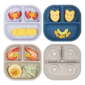 Babelio New Basics Suction Plates for Baby and Toddler - 3 Pack with Powerful 4-Cup Suction - 1 of 4