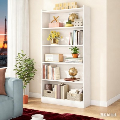 Gulches Wood Bookcase, 72" Tall Bookshelf with 6-Tier Open Storage Shelves