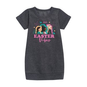 - Barbie - Easter Vibes Graphic Short Sleeve Fleece Dress - 1 of 2