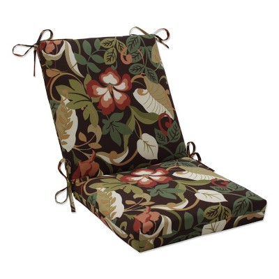 Outdoor Chair Cushion - Brown/Green Floral - Pillow Perfect