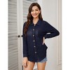 Coolmee Women's Waffle Knit Button Down Shirts Casual Long Sleeve Shacket Jacket Dressy Blouses Tops - 3 of 4