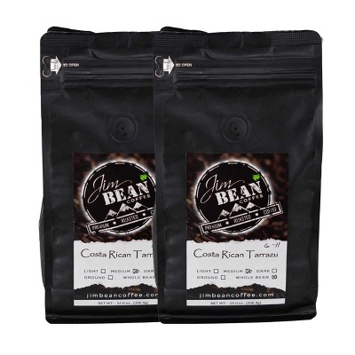 Jim Bean Coffee 14 oz Costa Rican Tarrazu Whole Bean Coffee - Pack of 2