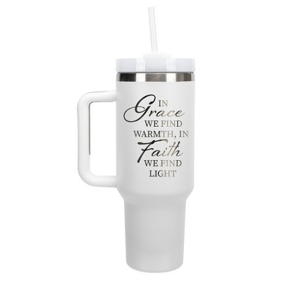 Elanze Designs In Grace Find Warmth In Faith Find Light 40 oz. Stainless Steel, Large Water Bottle Coffee Mug, Spill & Leak Resistant, Thermal Travel